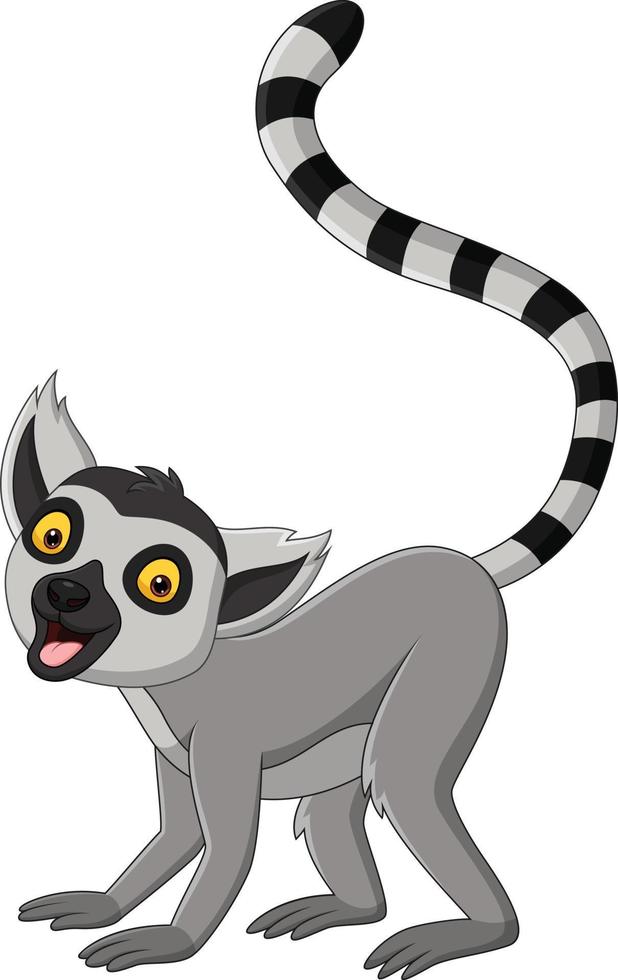 Cartoon cute lemur on white background vector