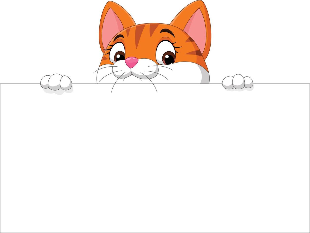 Cartoon cute kitten with blank sign vector