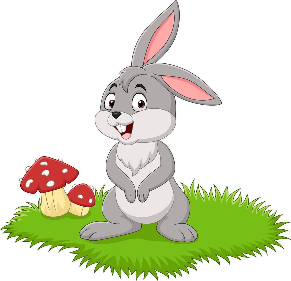 Cartoon rabbit on grass background vector