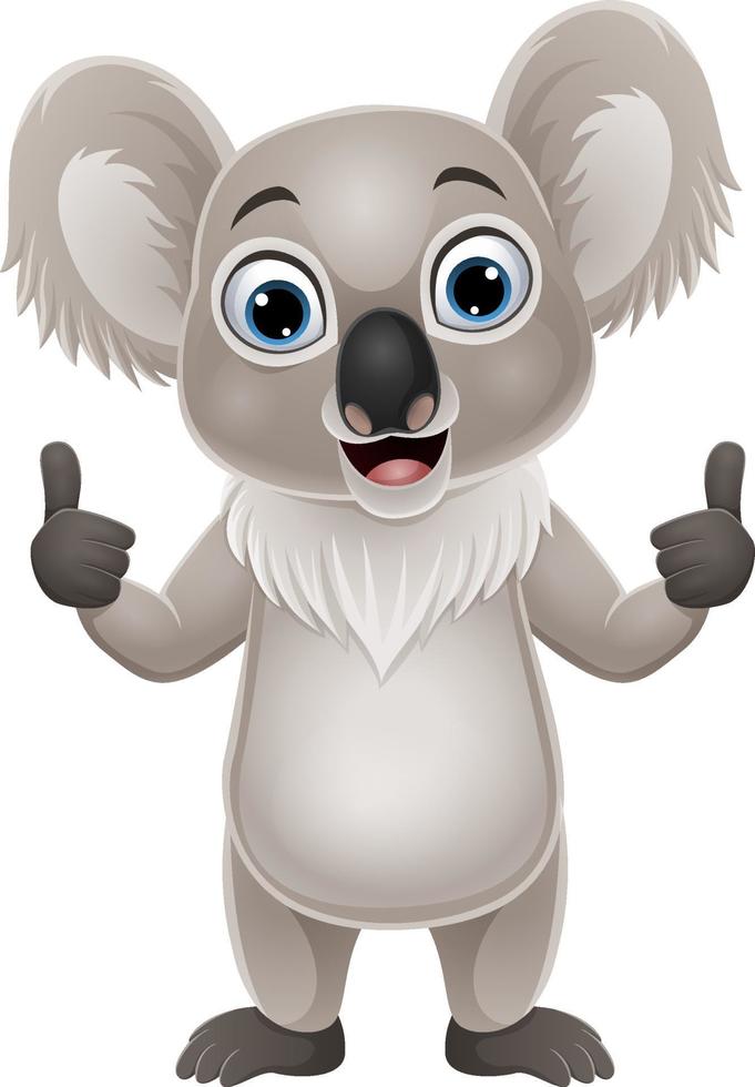 Cartoon funny koala giving thumb up vector