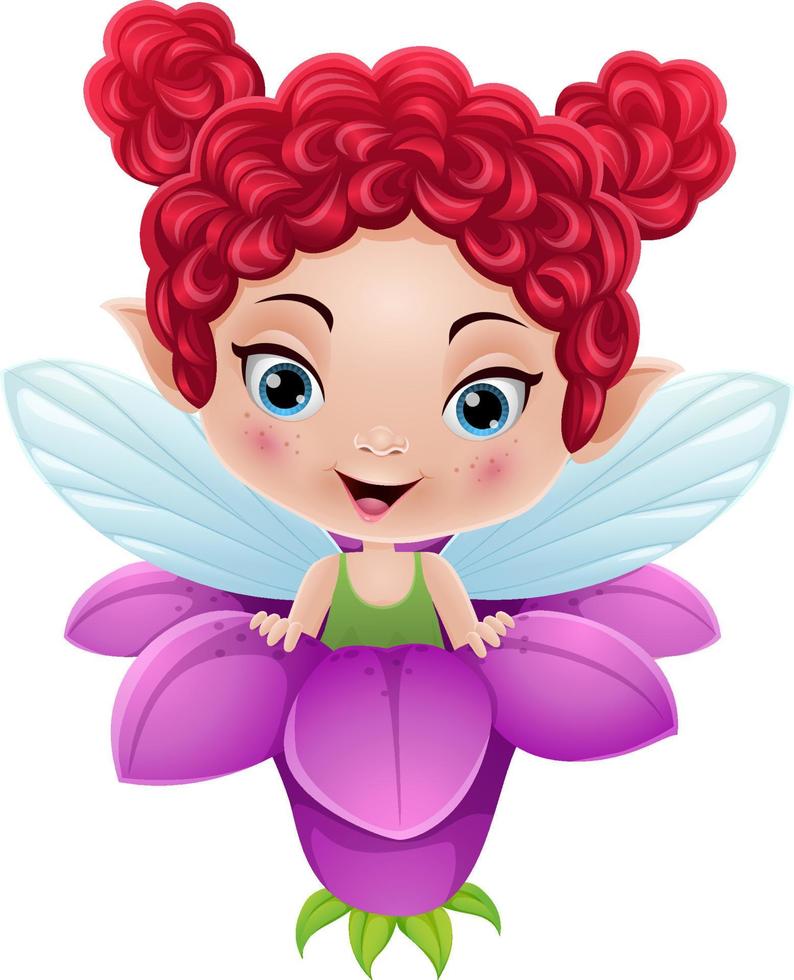 Cartoon fairy inside the flower vector