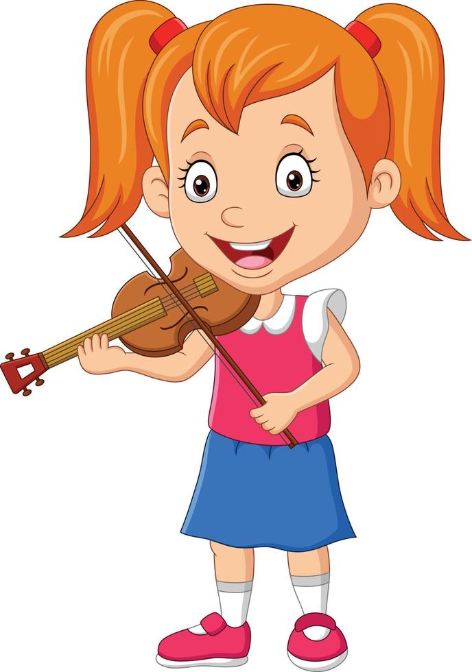 Cartoon little girl playing a violin vector