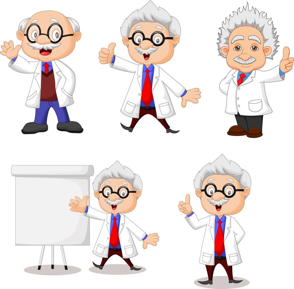 Cartoon Professor collection set vector