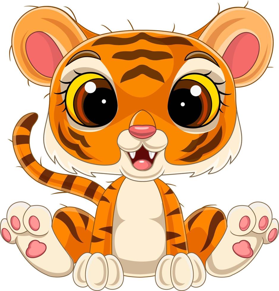 dibujos animados lindo bebé tigre sentado vector