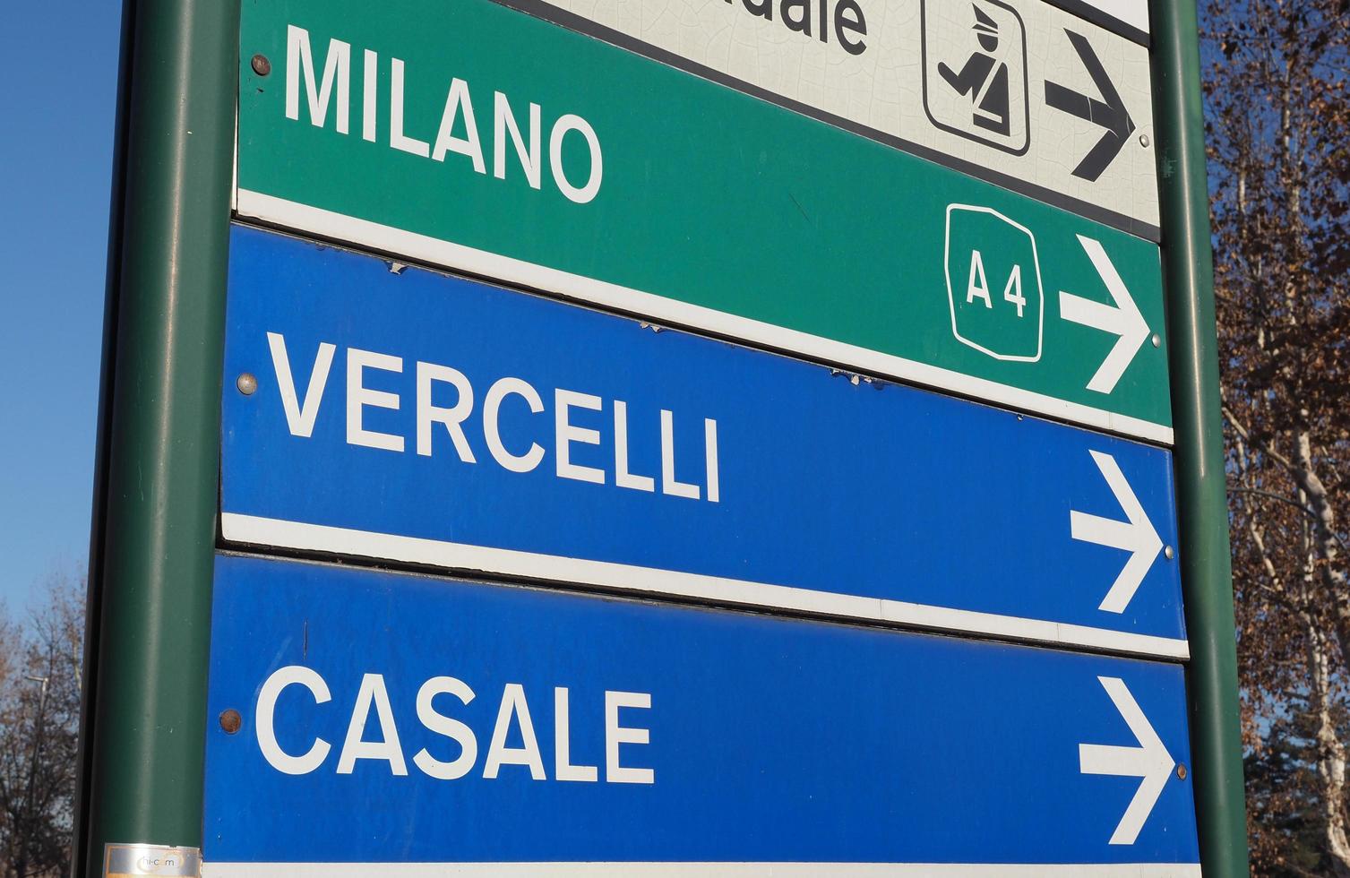 Milan Vercelli Casale direction sign photo