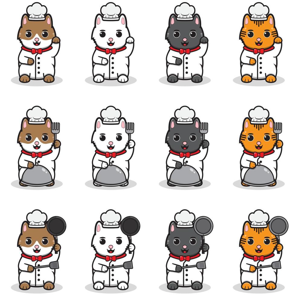 Vector illustration of cute Cats with Chef costume.
