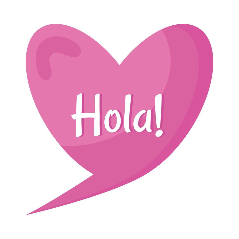 hola in heart bubble vector