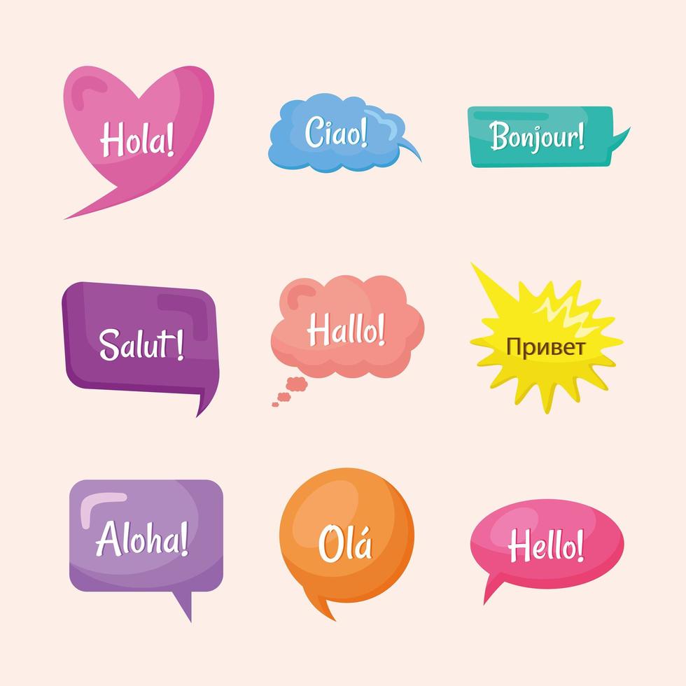 nine global hello bubbles vector