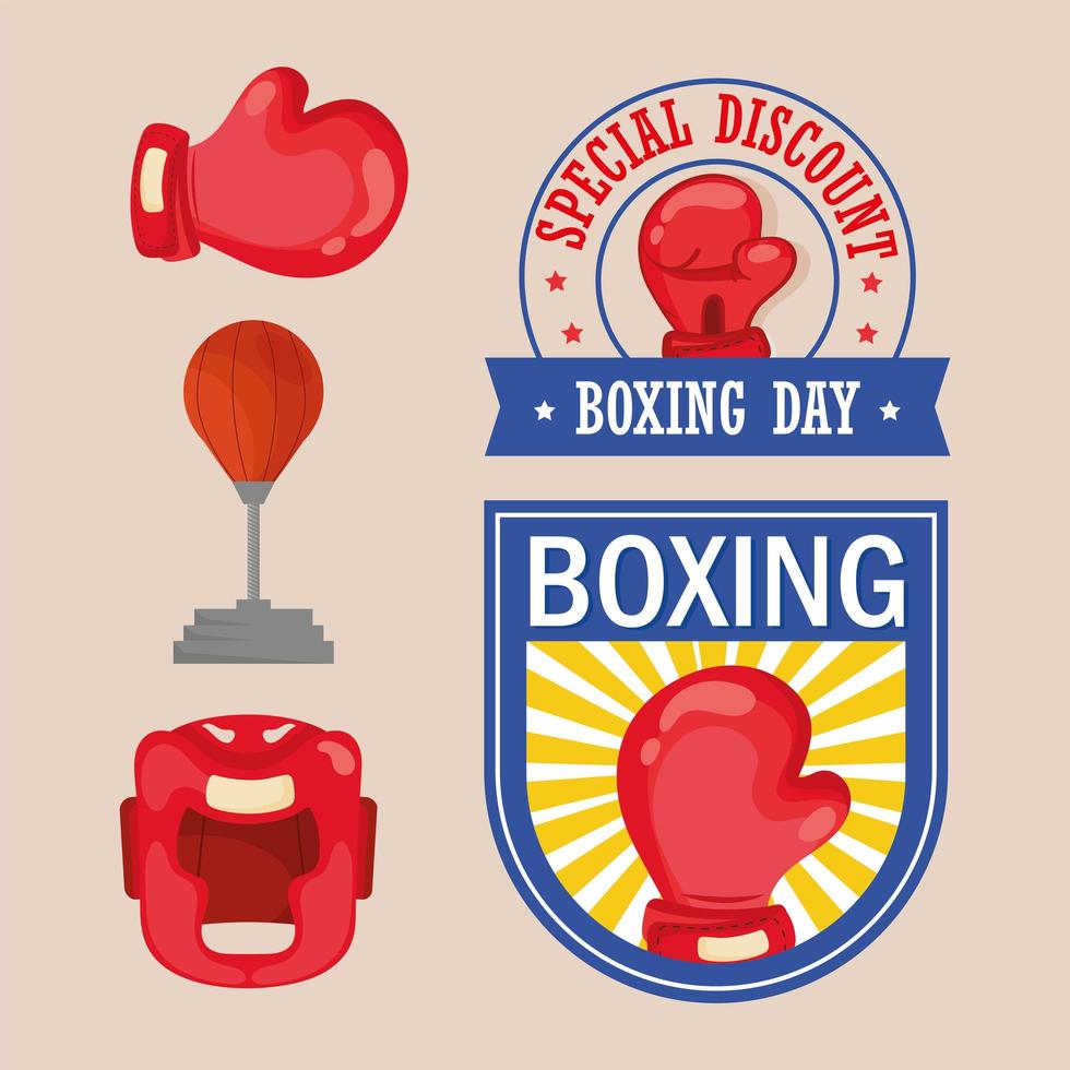 five boxing day icons vector