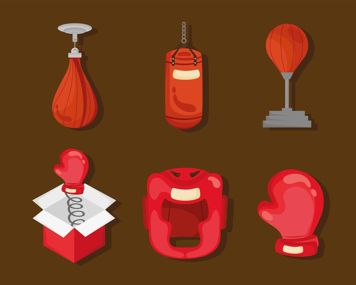 six boxing day icons vector