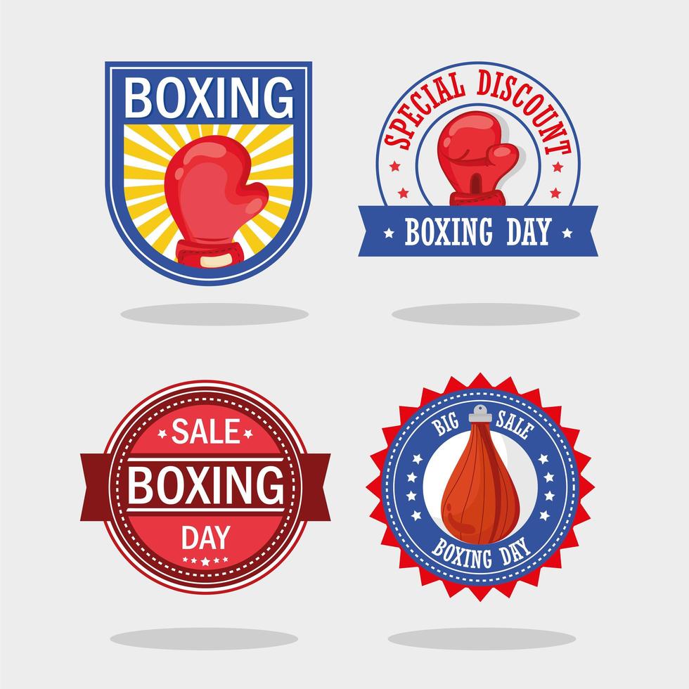 cuatro iconos del día del boxeo vector