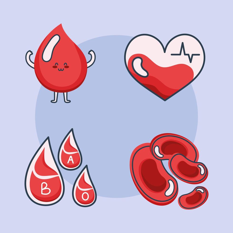 four blood donation icons vector