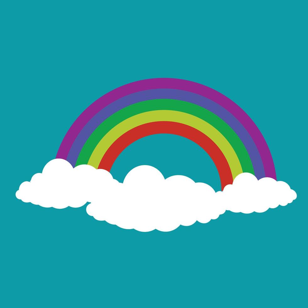 arco iris con icono de nubes. aislado en el fondo. ilustración vectorial vector