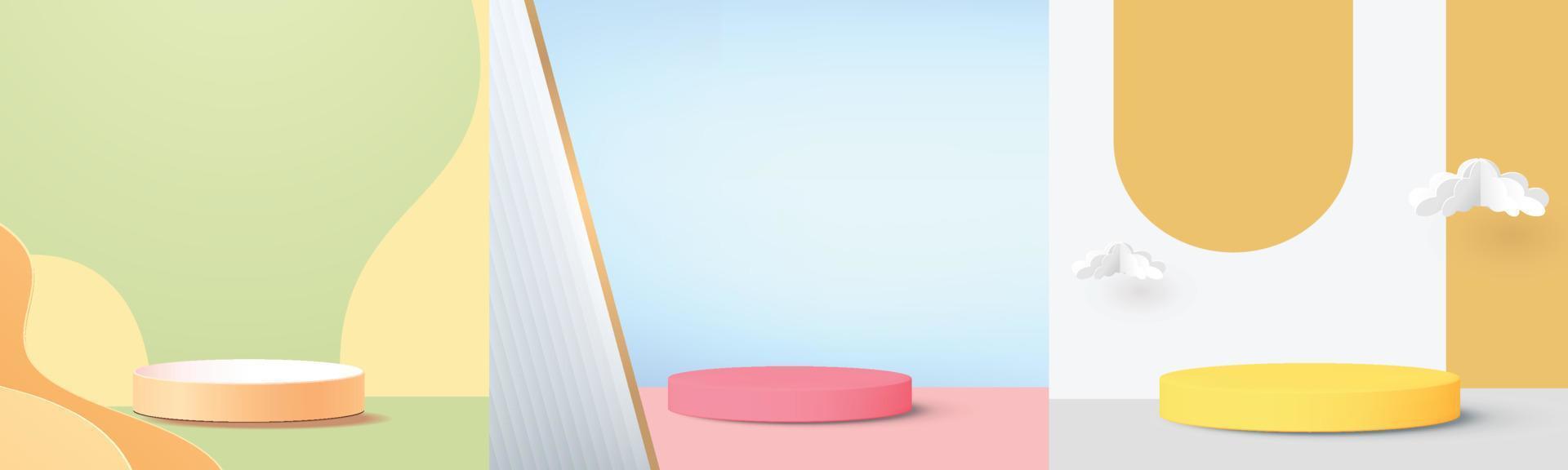 podium stand minimal wall clean vector 3d modern empty design for product mockup display abstract