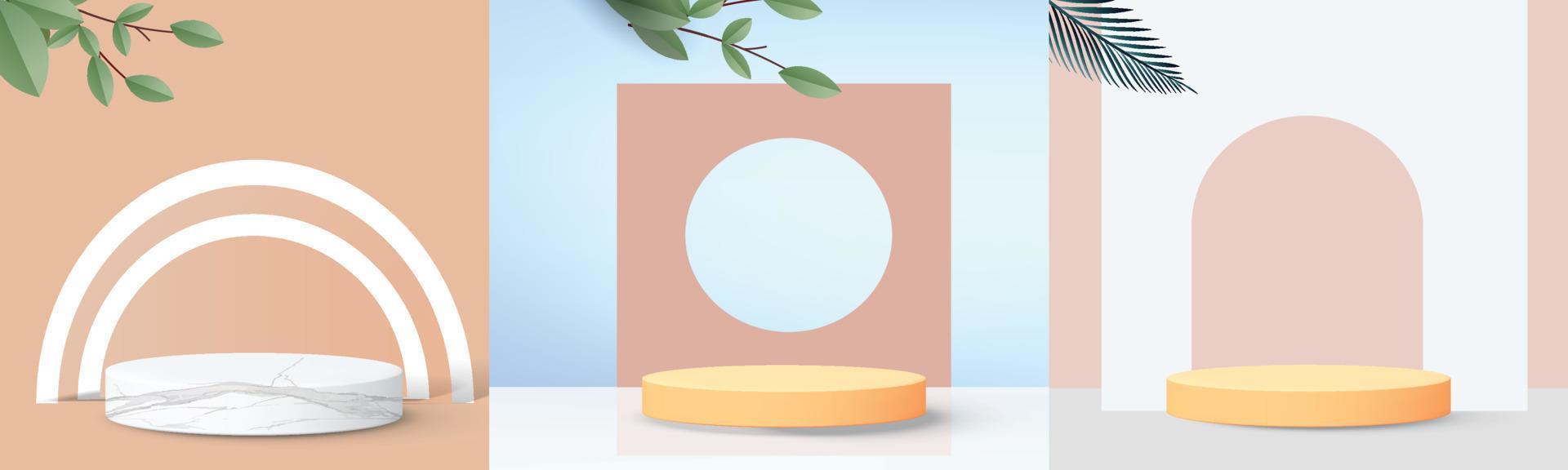podium stand minimal wall clean vector 3d modern empty design for product mockup display abstract