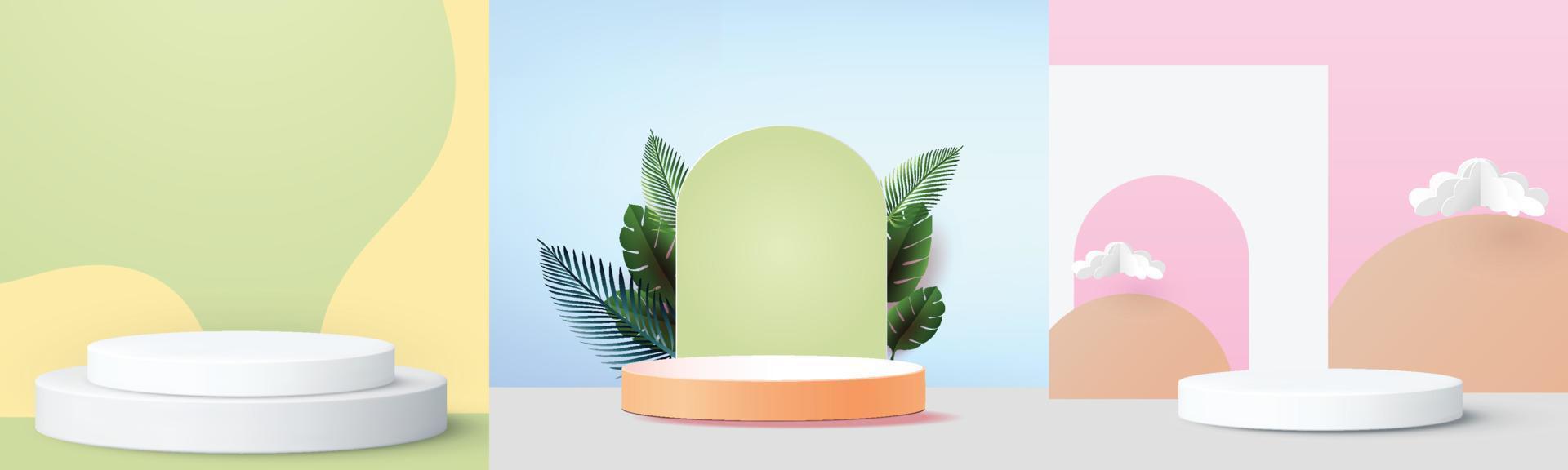 podium stand minimal wall clean vector 3d modern empty design for product mockup display abstract