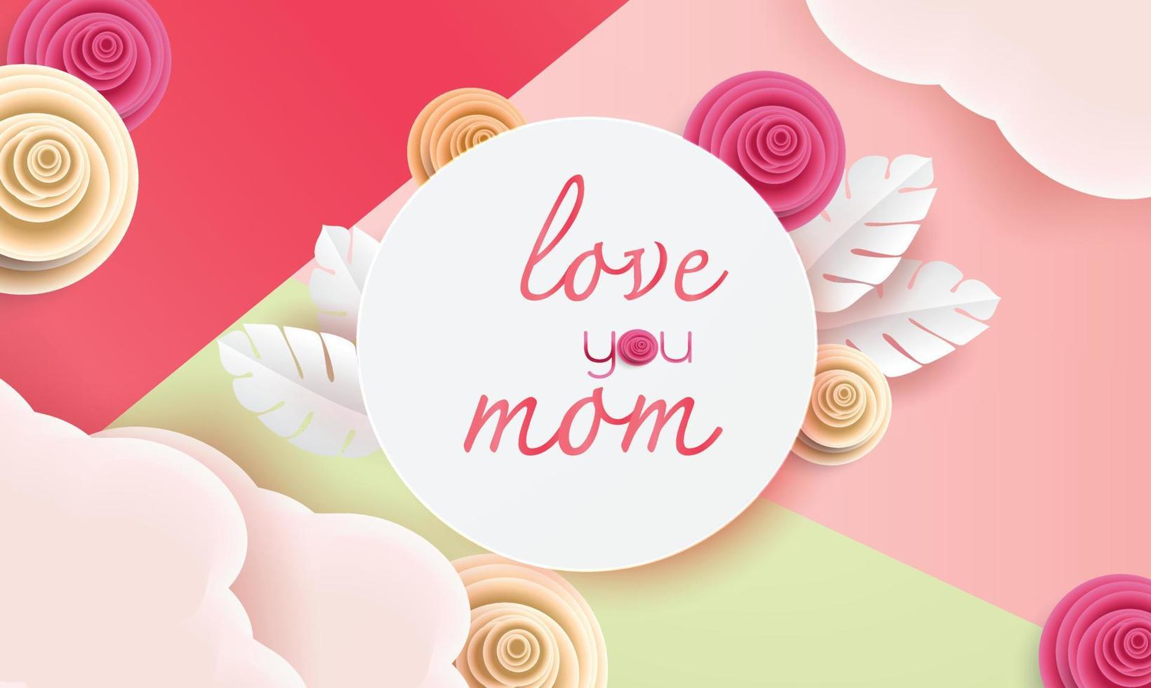 Happy Mother's Day greetings design love you mom background in spring vector