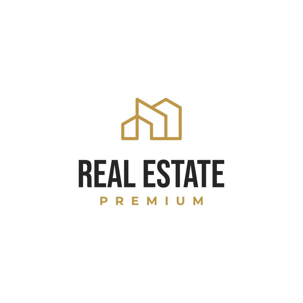 line house luxury logo design for real estate company vector