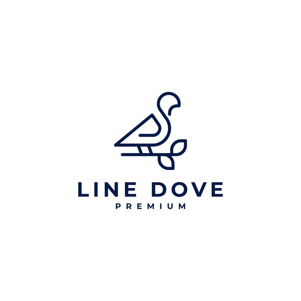 nature dove bird line art logo design outline monoline icon vector