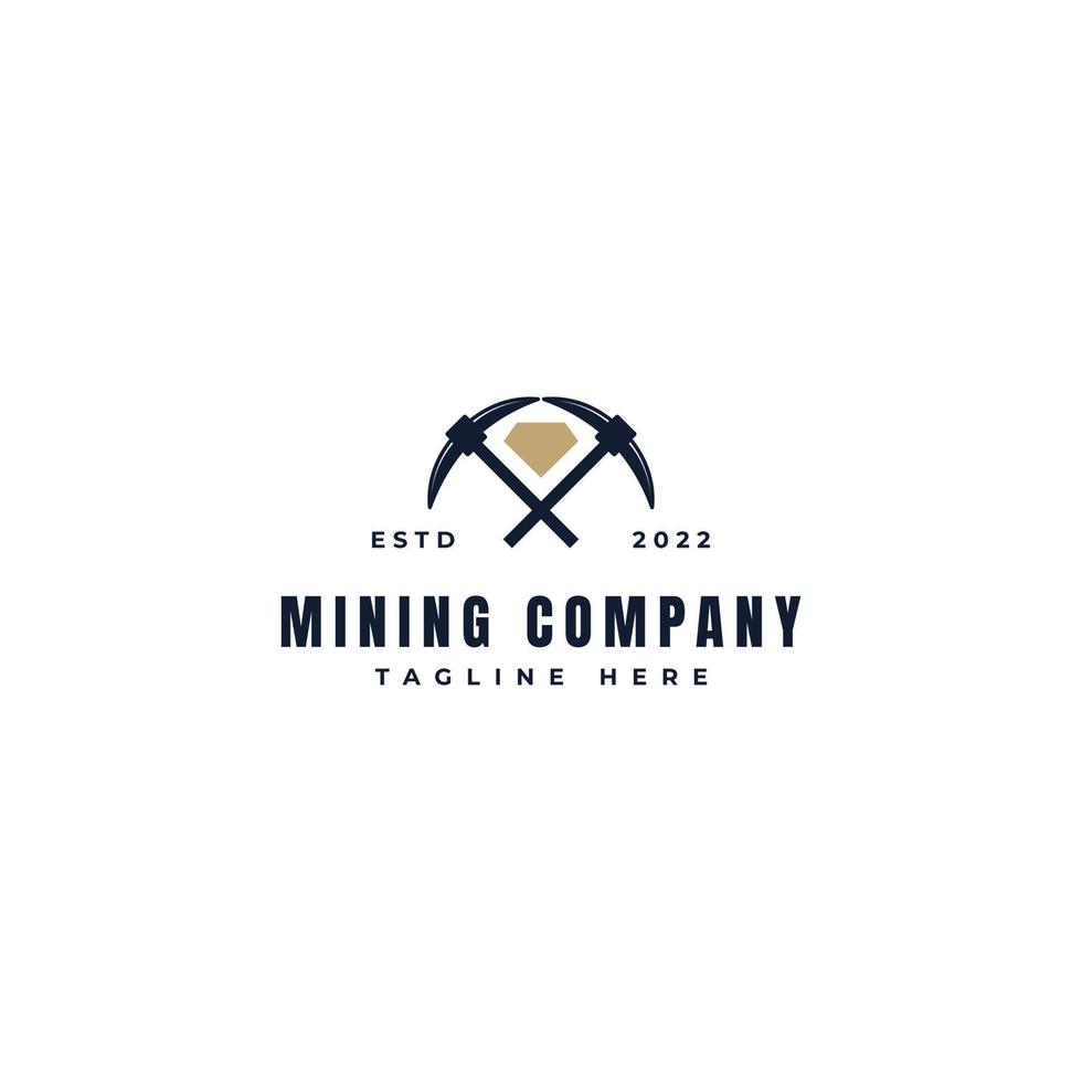 diamond ax mining gold logo icon vector design illustration