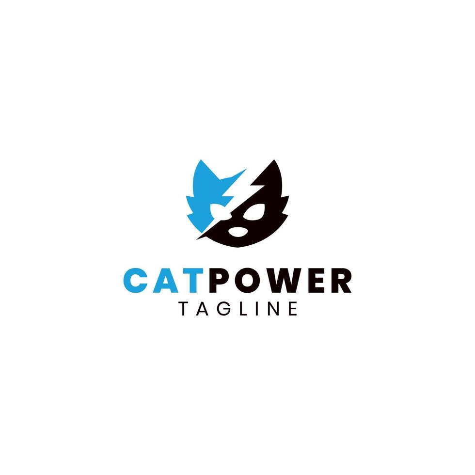 diseño de logotipo de poder de símbolo de cara de gato vector