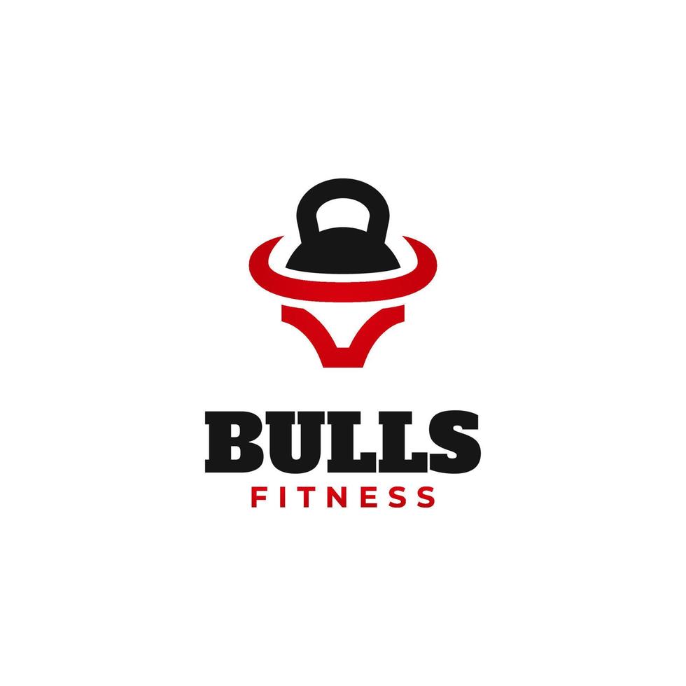 bull head fitness logo design vector