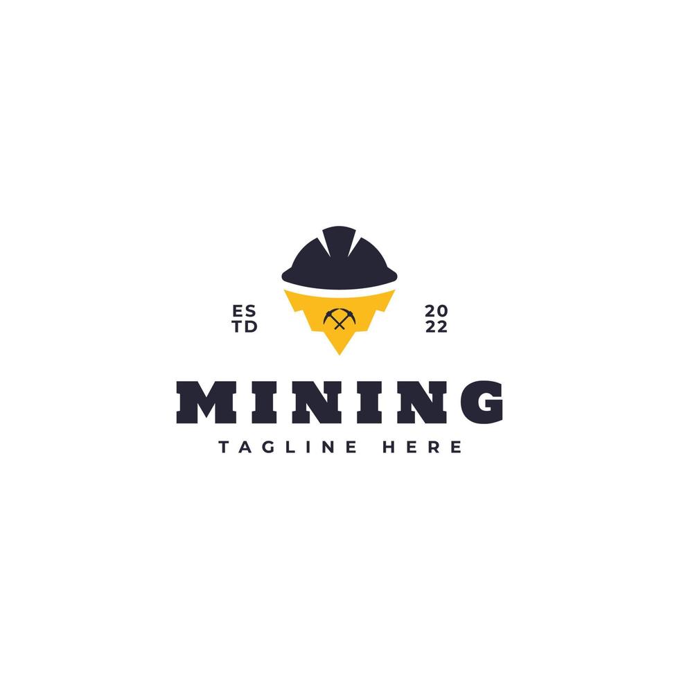 mining worker hat logo design vector icon illustration