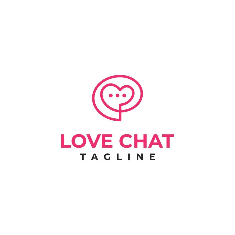 diseño de logotipo de línea de chat de amor vector