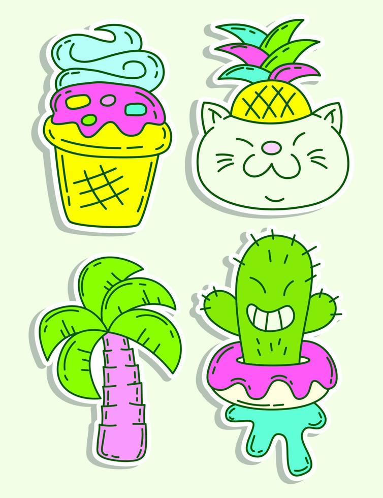 Hand drawn various funny objects stickers vector