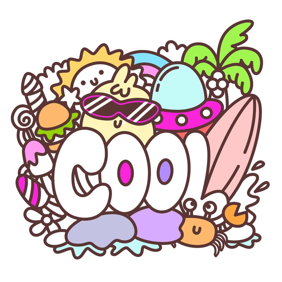 Cute doodle art cartoon for print vector