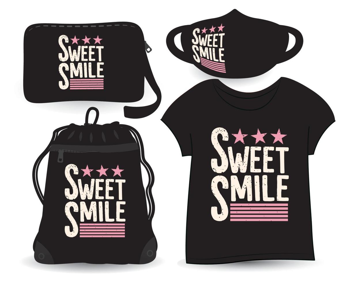 dulce diseño de letras de sonrisa para camisetas y merchandising vector