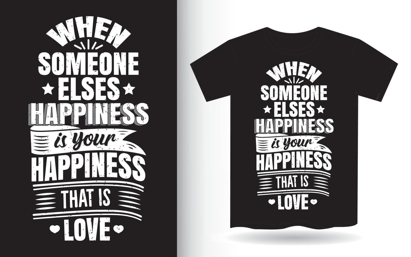 Motivational quote about happiness lettering design for t shirt vector