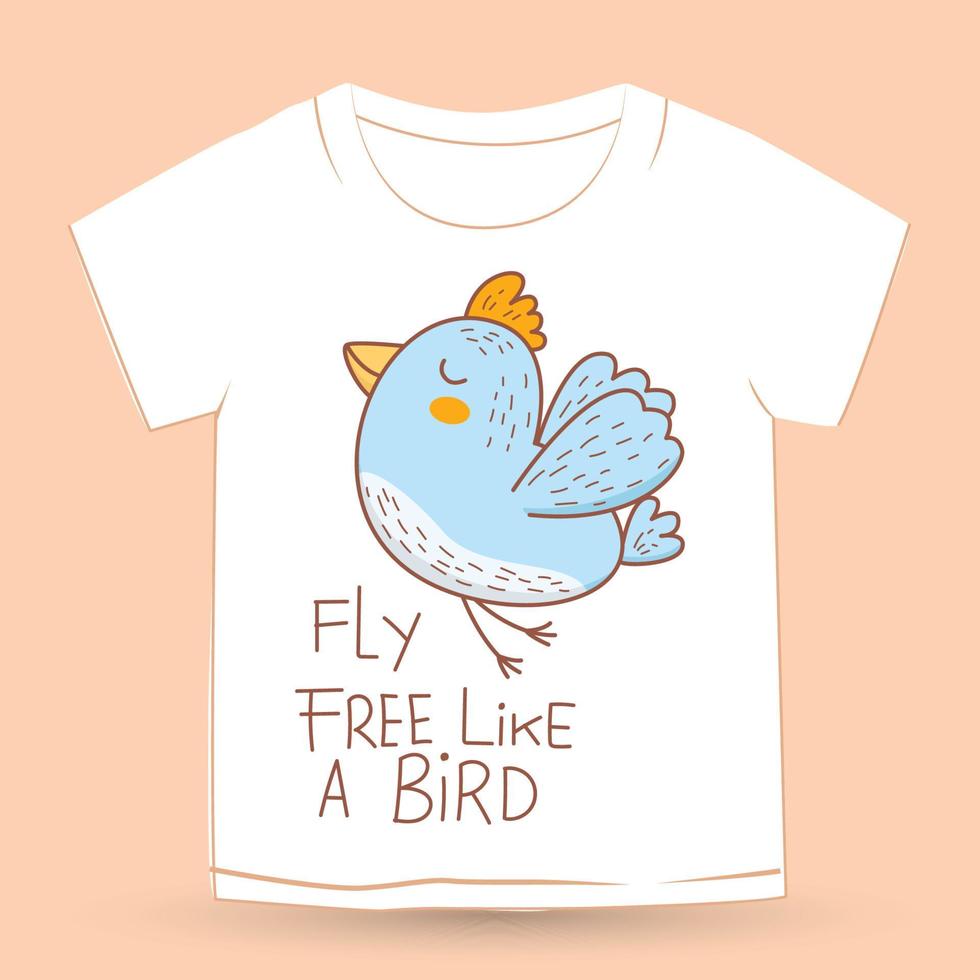 Cute bird hand drawn for t shirt vector