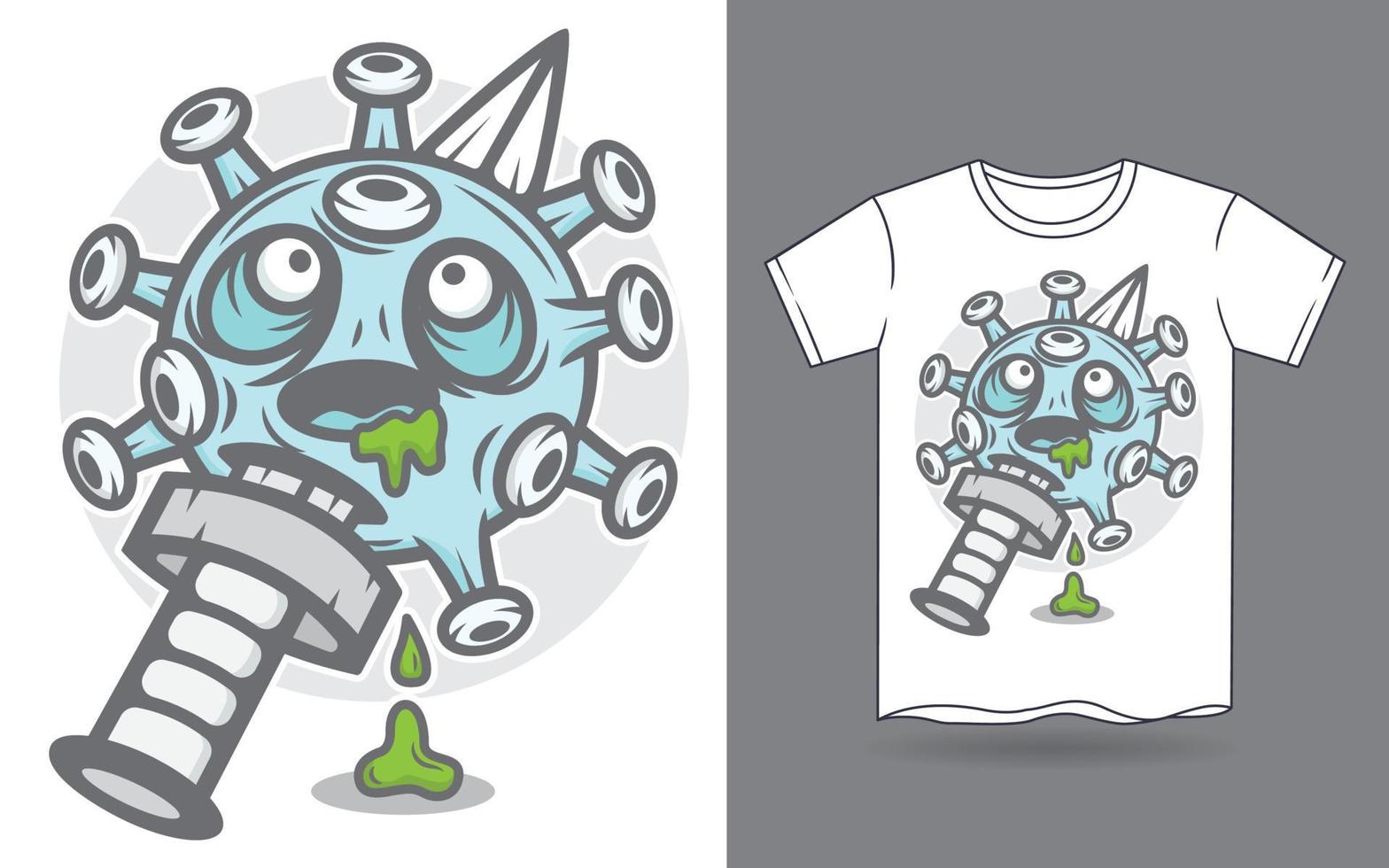 Dagger and coronavirus illustration for t shirt print vector