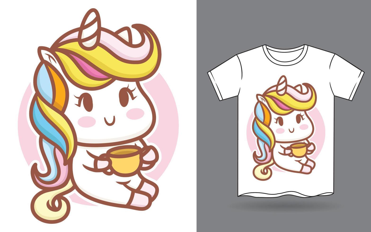 dibujos animados lindo bebé unicornio para estampado de camiseta vector