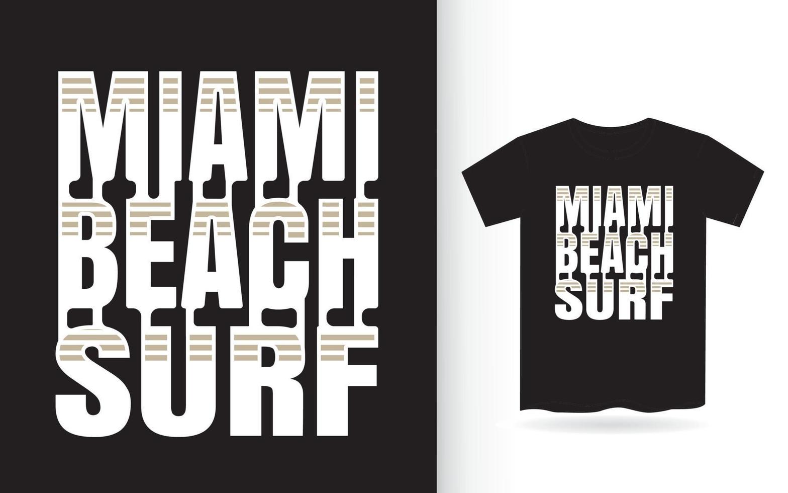 miami beach surf moderno diseño de letras para camiseta vector
