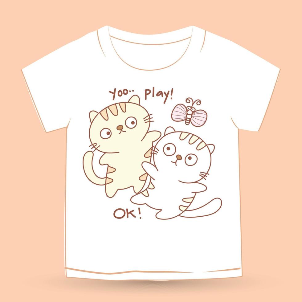 Cute hand drawn baby cat for t shirt vector