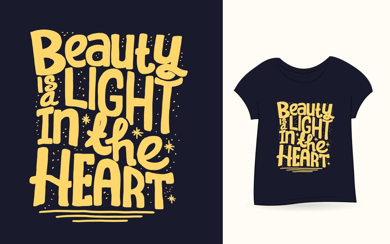 la belleza es una luz en el corazón letras de la mano para la camiseta vector