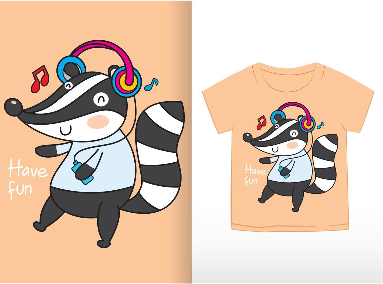 Cute little badger hand drawn for t shirt vector