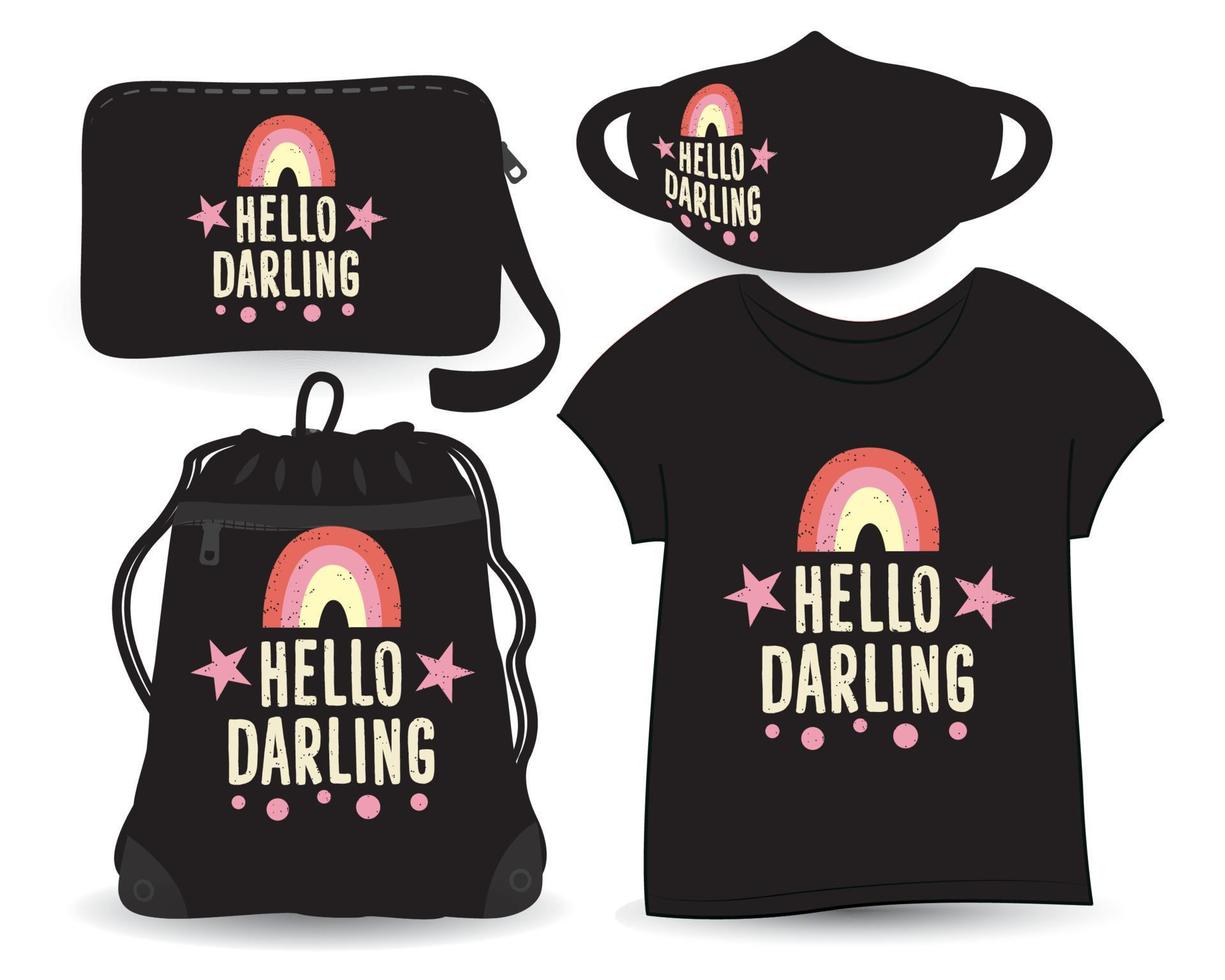 Hello darling lettering design for t shirt and merchandising vector