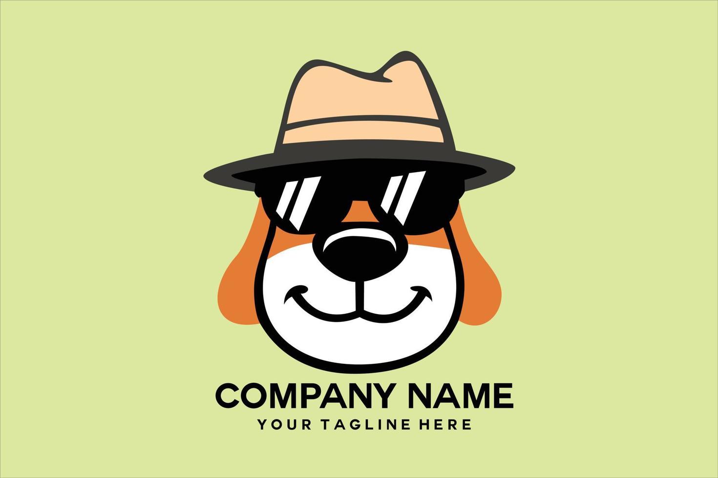 dog head logo with hat and glasses vector