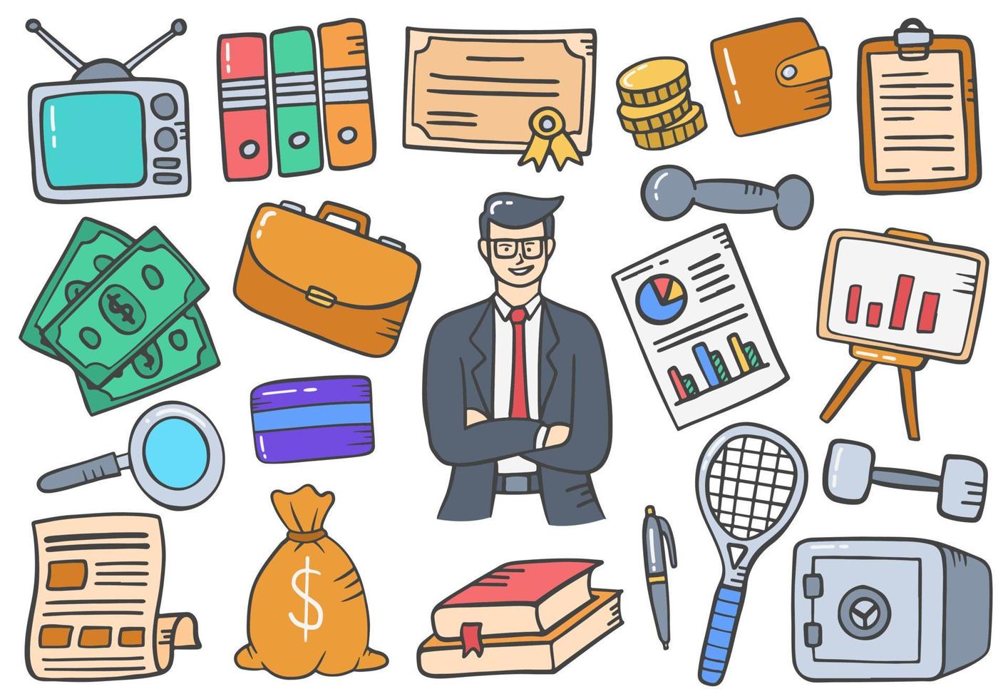 generation x doodle hand drawn set collections with flat outline style vector