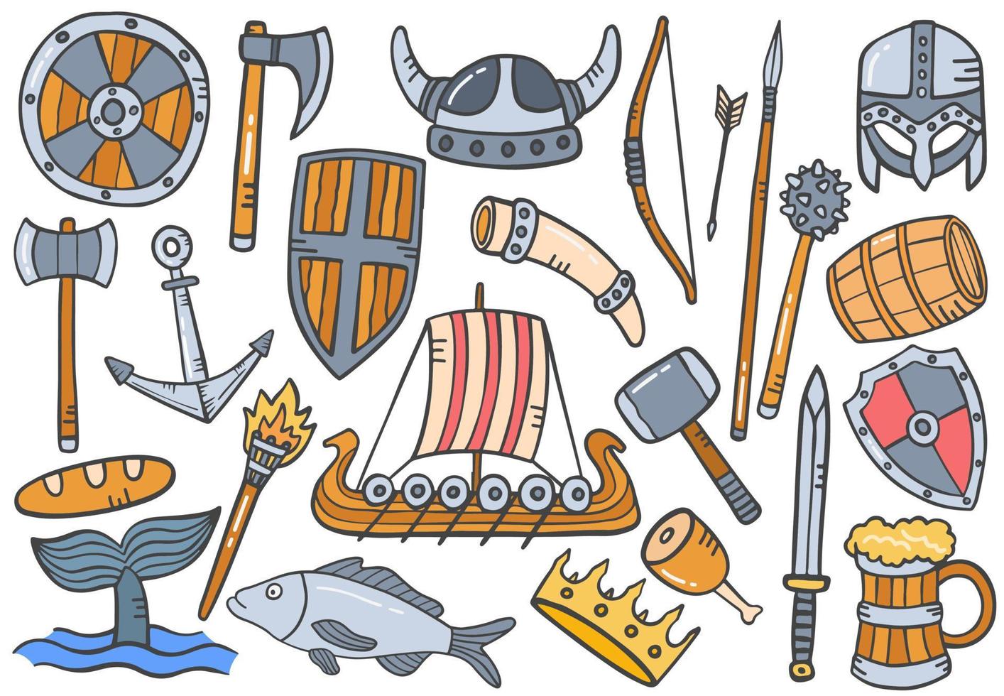 Ilustración de Colección De Iconos De Accesorios Vikingos De