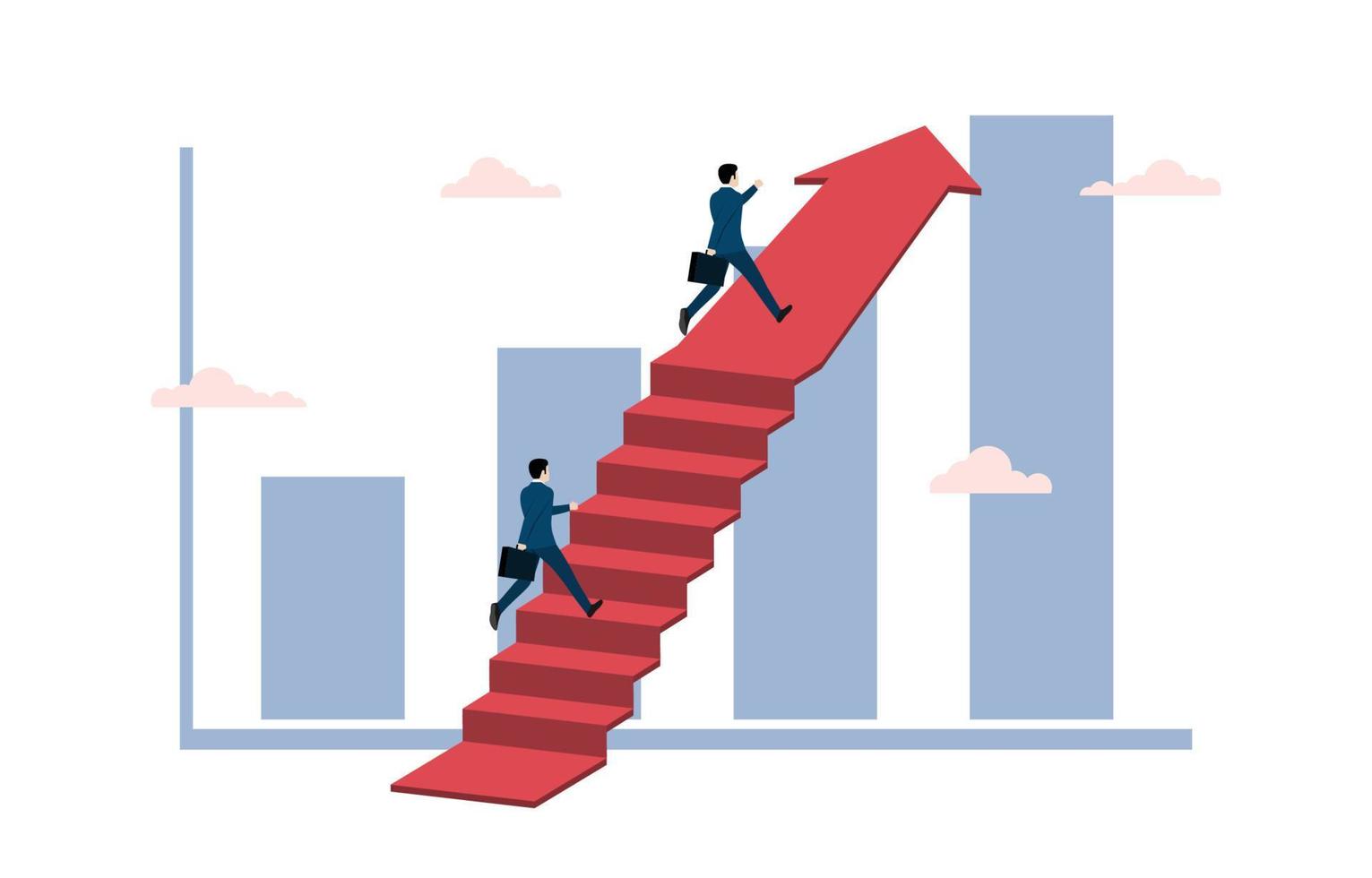 Businessman climbing on chart or arrow vector