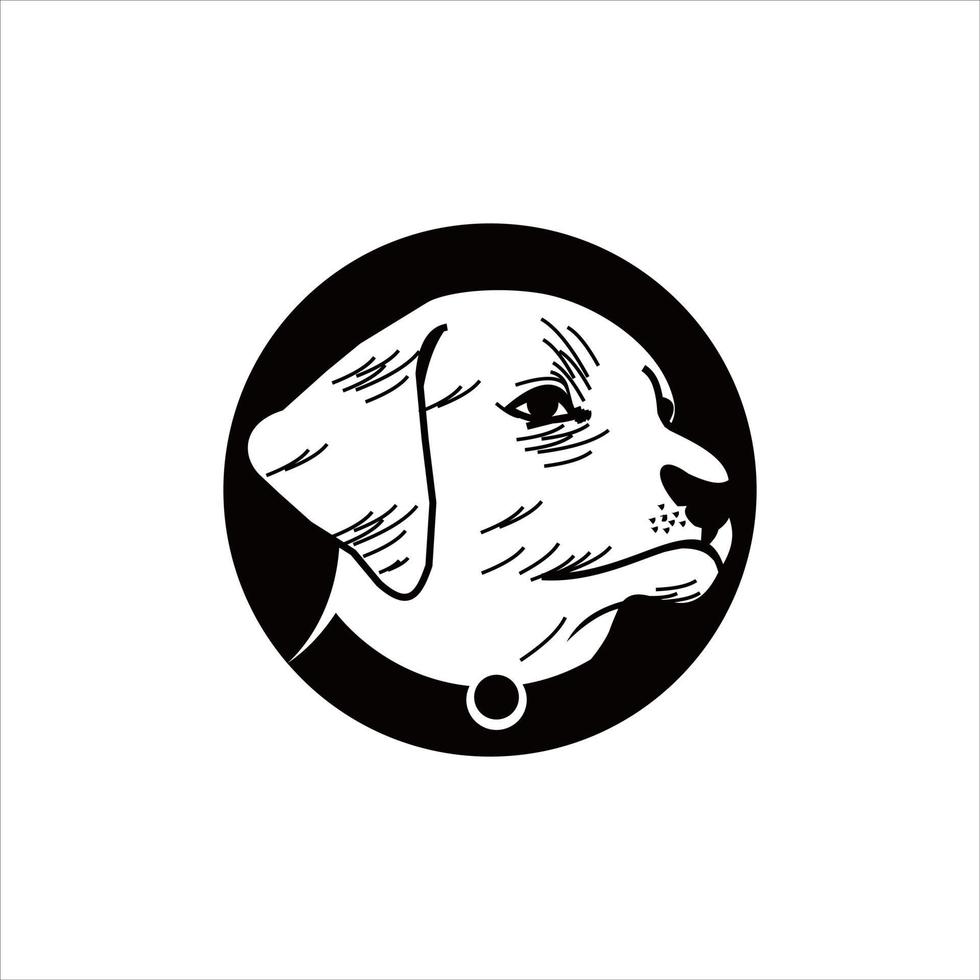 logotipo de animales y mascotas con ilustración de cabeza de perro vector