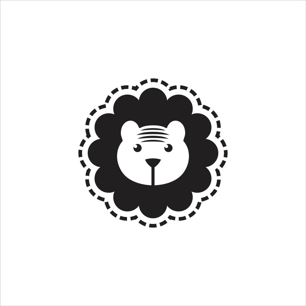 Flat animal logo lion head knit vector