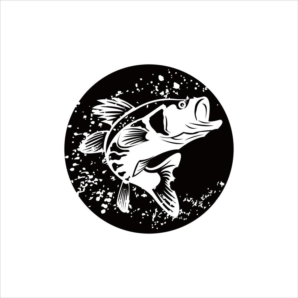 ilustración animal plana logotipo de pez lobina negra vector
