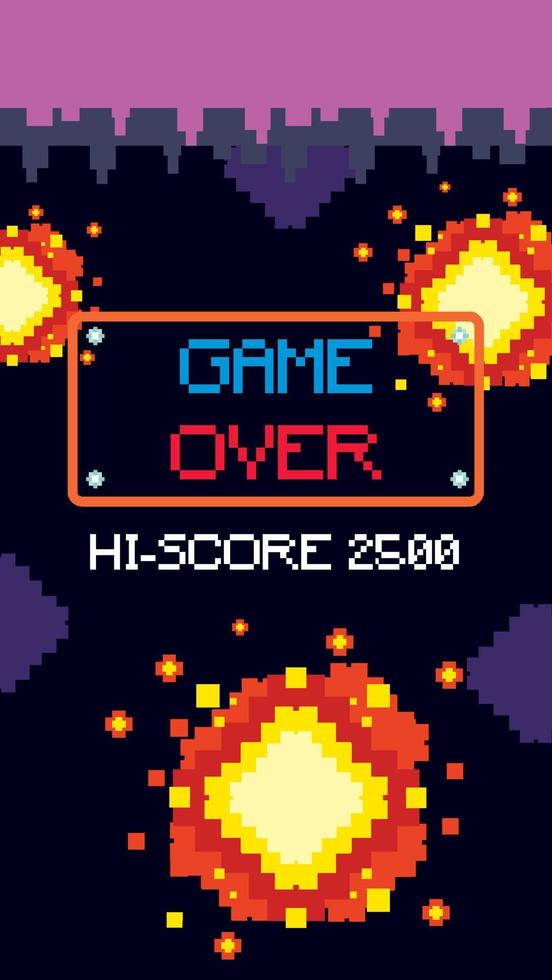 Retro pixel space game interface vector