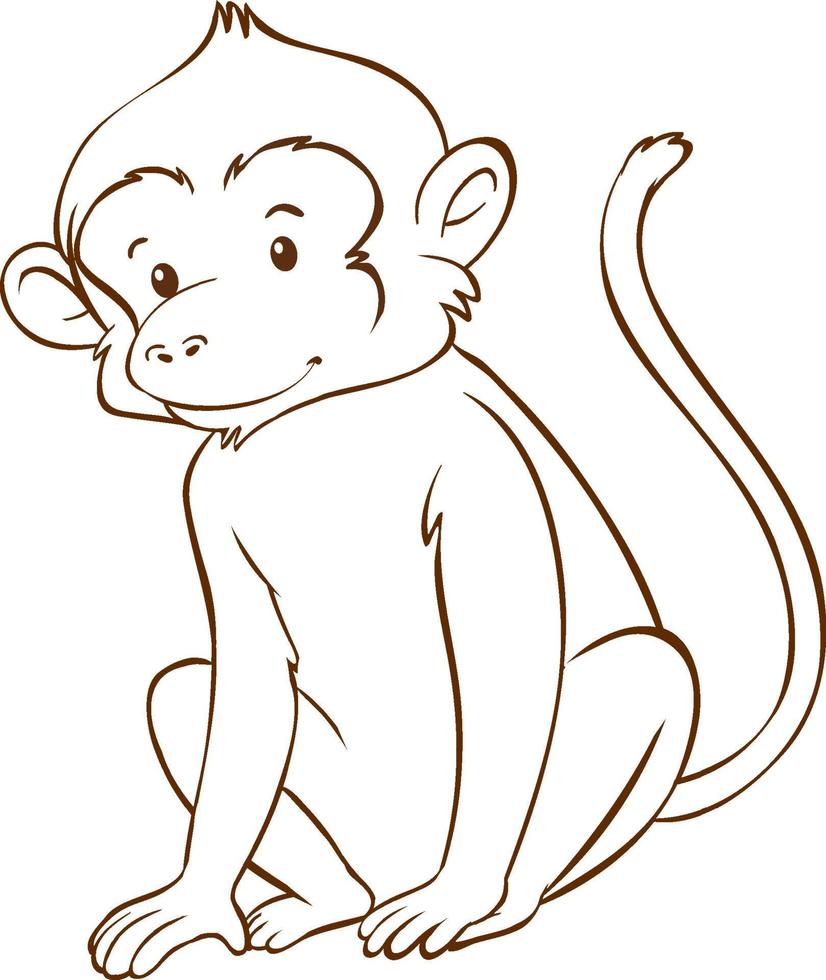 Monkey in doodle simple style on white background vector