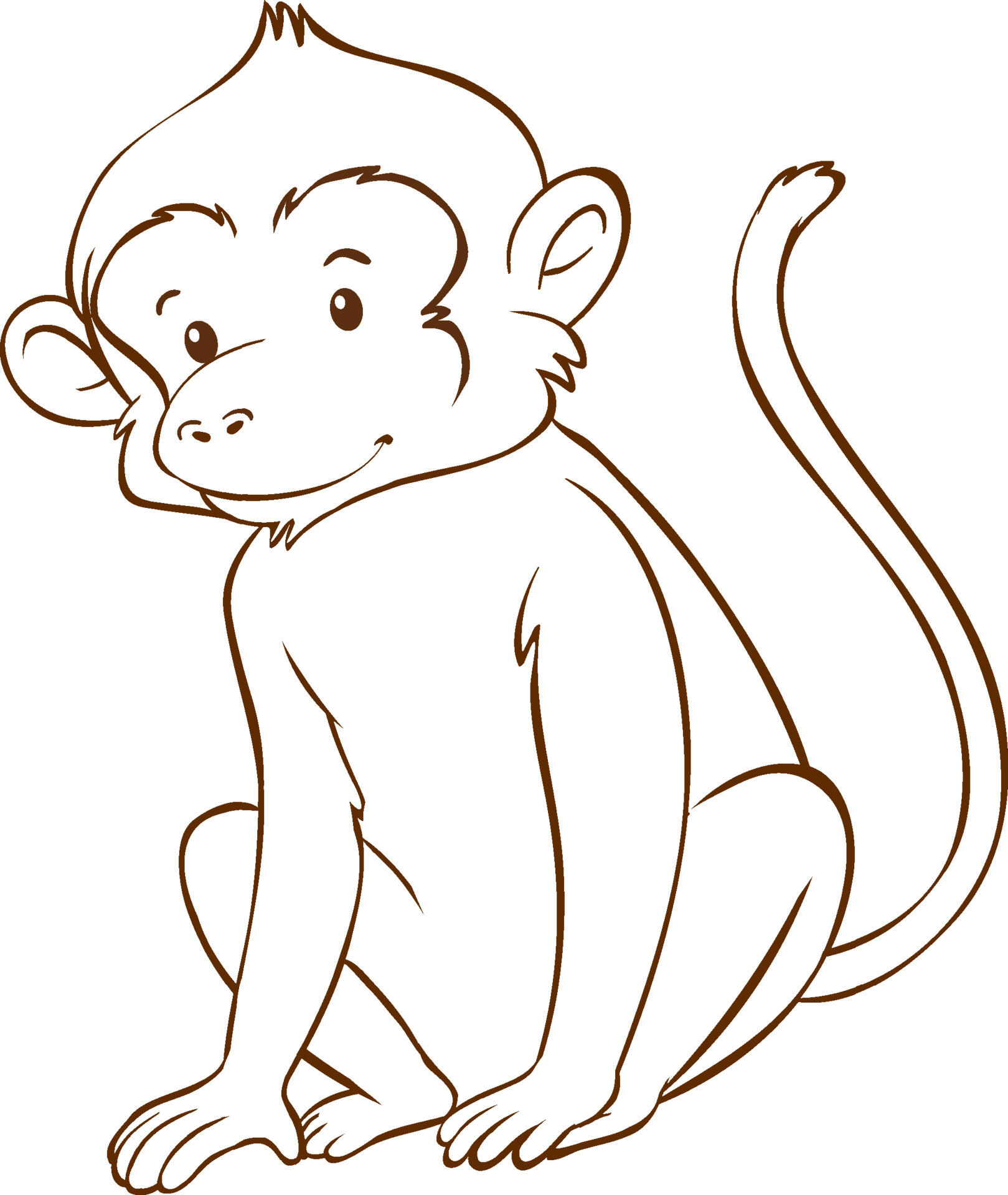 Monkey in doodle simple style on white background 5334606 Vector Art at  Vecteezy